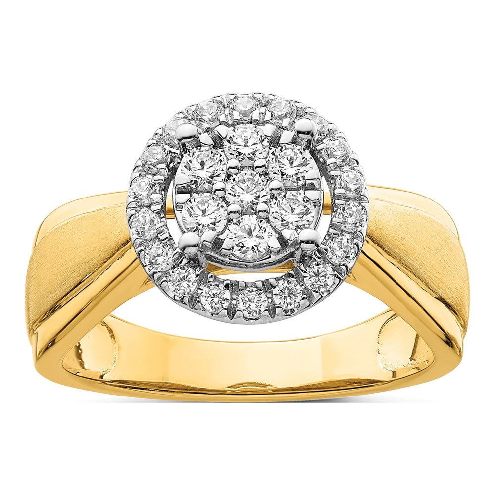 14K Two-Tone Gold 1/2 ct tw Lab-Grown Diamond Cluster Engagement Ring