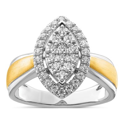 14K Two-Tone Gold 1/2 ct tw Lab-Grown Diamond Cluster Ring
