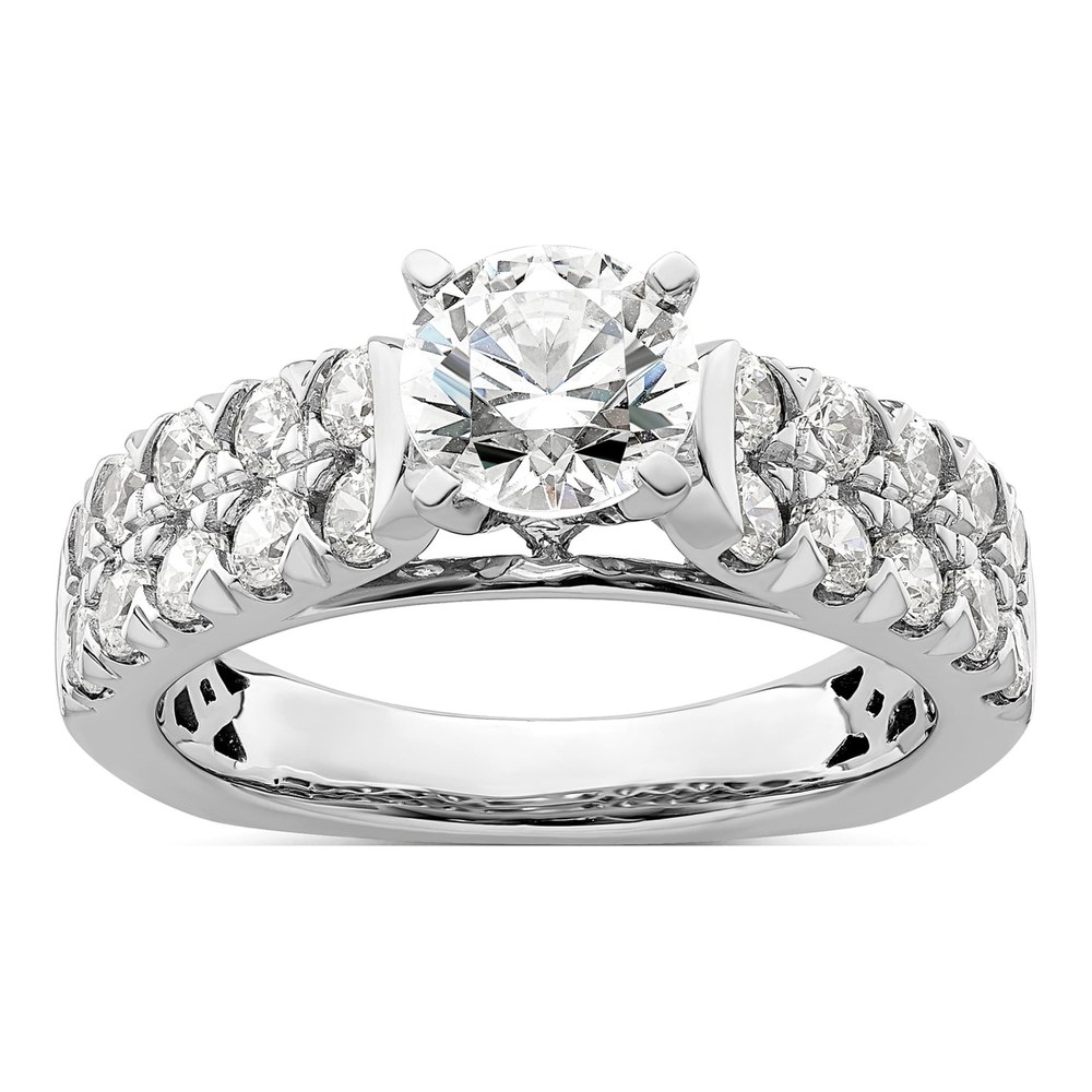14K White Gold Lab-Grown Diamond Center Round Shared Prong Engagement Ring Semi-Mount