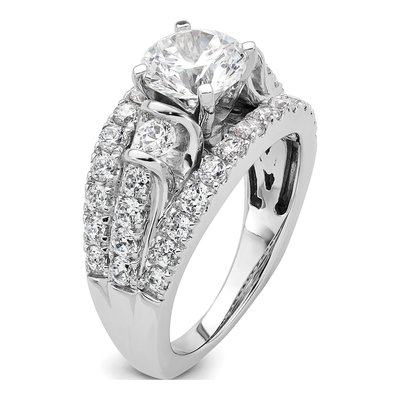 14K White Gold Lab-Grown Diamond Center Round Shared Prong Engagement Ring Semi-Mount – view 7