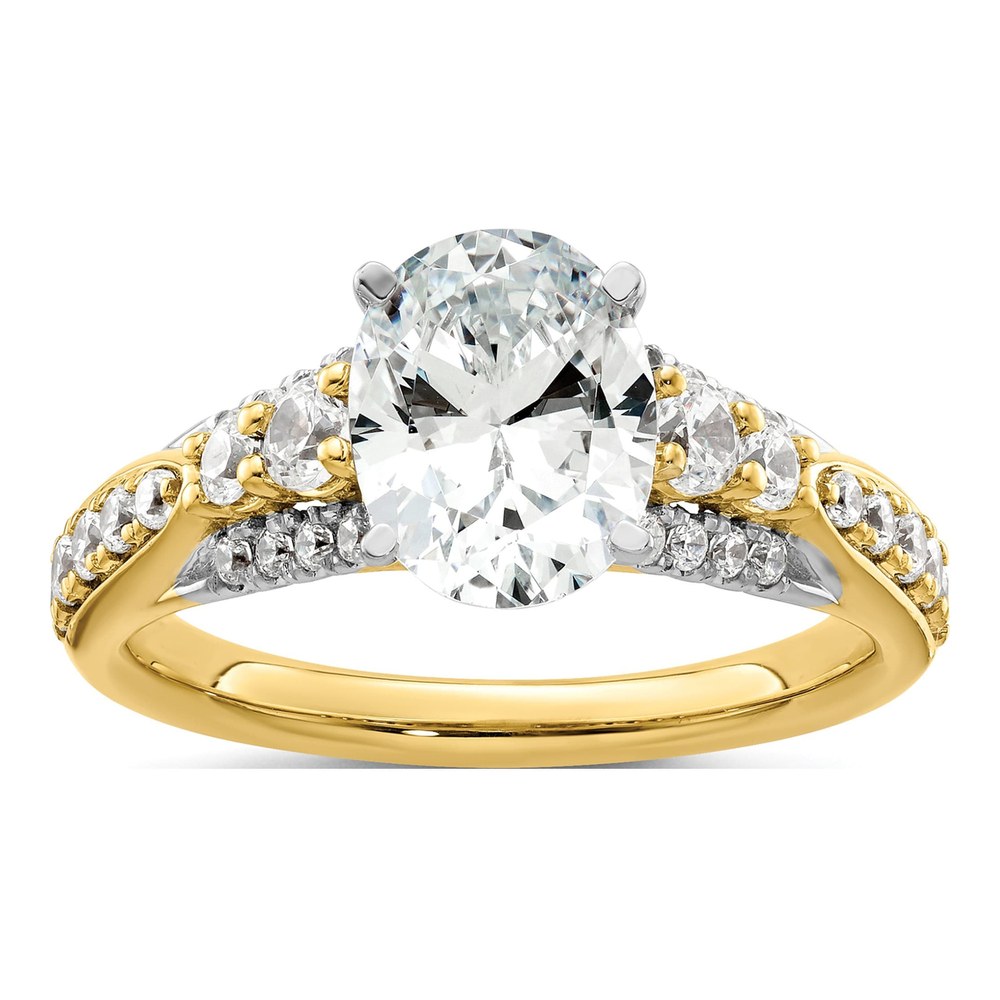 14K Yellow Gold Lab-Grown Diamond Oval Engagement Ring Semi-Mount