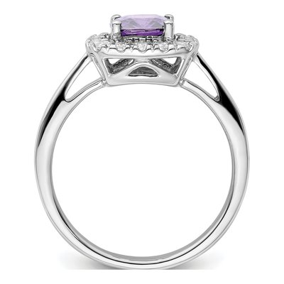 14K White Gold 1/4 ct tw Amethyst & Lab-Grown Diamond Halo Ring – view 2
