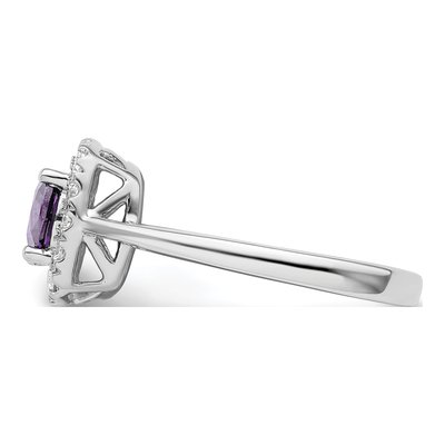 14K White Gold 1/4 ct tw Amethyst & Lab-Grown Diamond Halo Ring – view 3