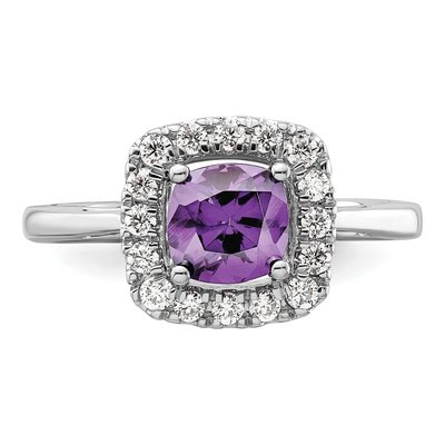 14K White Gold 1/4 ct tw Amethyst & Lab-Grown Diamond Halo Ring – view 4