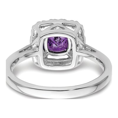 14K White Gold 1/4 ct tw Amethyst & Lab-Grown Diamond Halo Ring – view 5