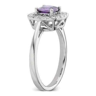 14K White Gold 1/4 ct tw Amethyst & Lab-Grown Diamond Halo Ring – view 6
