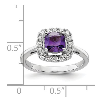 14K White Gold 1/4 ct tw Amethyst & Lab-Grown Diamond Halo Ring – view 7