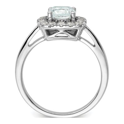 14K White Gold 1/4 ct tw Aquamarine & Lab-Grown Diamond Halo Ring – view 2