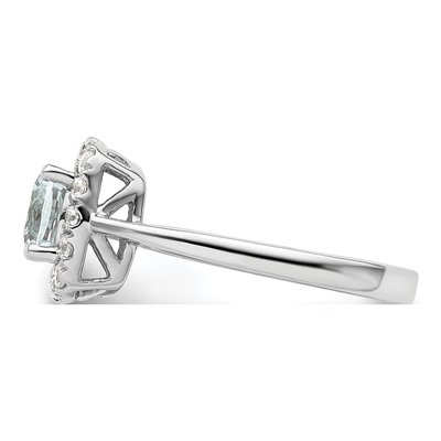 14K White Gold 1/4 ct tw Aquamarine & Lab-Grown Diamond Halo Ring – view 3
