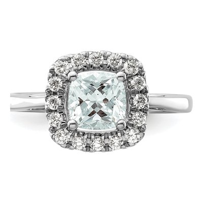 14K White Gold 1/4 ct tw Aquamarine & Lab-Grown Diamond Halo Ring – view 4