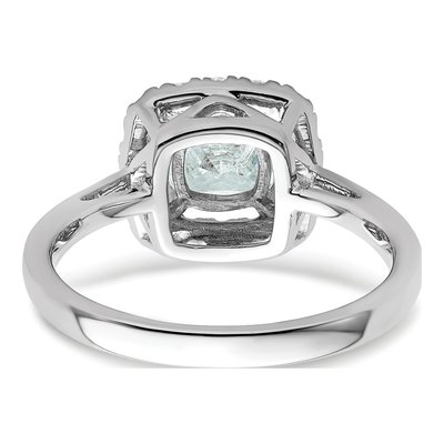 14K White Gold 1/4 ct tw Aquamarine & Lab-Grown Diamond Halo Ring – view 5