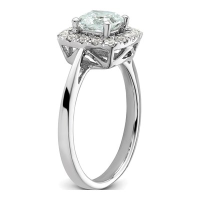 14K White Gold 1/4 ct tw Aquamarine & Lab-Grown Diamond Halo Ring – view 6