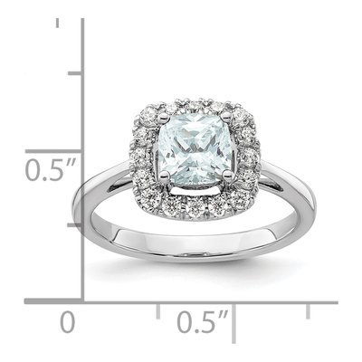 14K White Gold 1/4 ct tw Aquamarine & Lab-Grown Diamond Halo Ring – view 7
