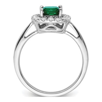 14K White Gold 1/4 ct tw Lab-Created Emerald & Lab-Grown Diamond May Birthstone Ring – view 2