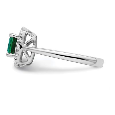 14K White Gold 1/4 ct tw Lab-Created Emerald & Lab-Grown Diamond May Birthstone Ring – view 3