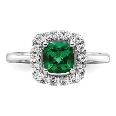14K White Gold 1/4 ct tw Lab-Created Emerald & Lab-Grown Diamond May Birthstone Ring – view 4