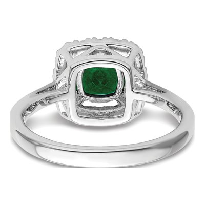14K White Gold 1/4 ct tw Lab-Created Emerald & Lab-Grown Diamond May Birthstone Ring – view 5