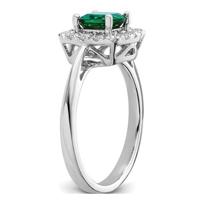 14K White Gold 1/4 ct tw Lab-Created Emerald & Lab-Grown Diamond May Birthstone Ring – view 6