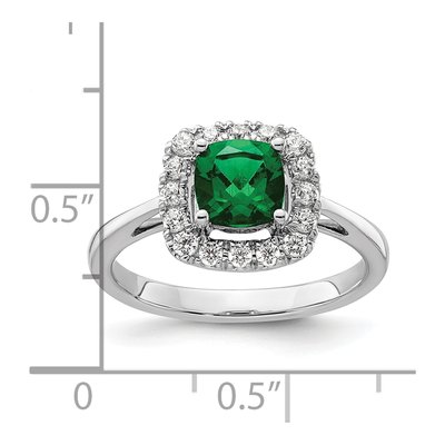 14K White Gold 1/4 ct tw Lab-Created Emerald & Lab-Grown Diamond May Birthstone Ring – view 7