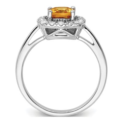 14K White Gold 1/4 ct tw Citrine & Lab-Grown Diamond Halo Ring – view 2