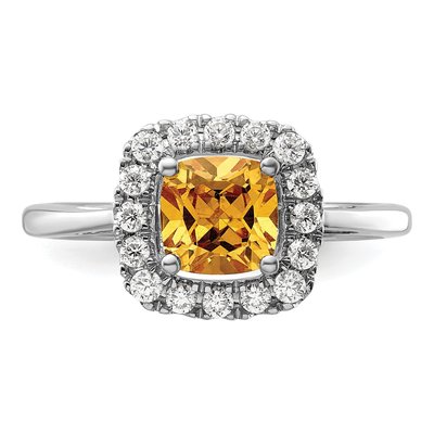 14K White Gold 1/4 ct tw Citrine & Lab-Grown Diamond Halo Ring – view 4