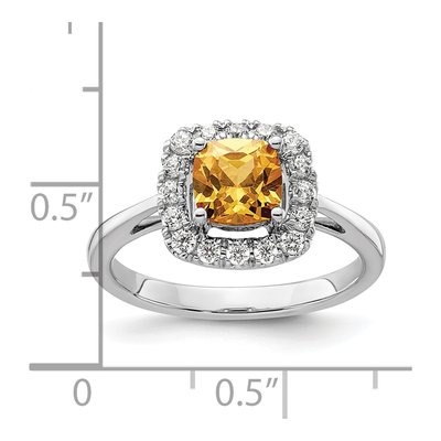 14K White Gold 1/4 ct tw Citrine & Lab-Grown Diamond Halo Ring – view 7