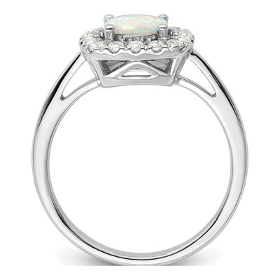 14K White Gold 1/4 ct tw Opal & Lab-Grown Diamond Halo Ring – view 2