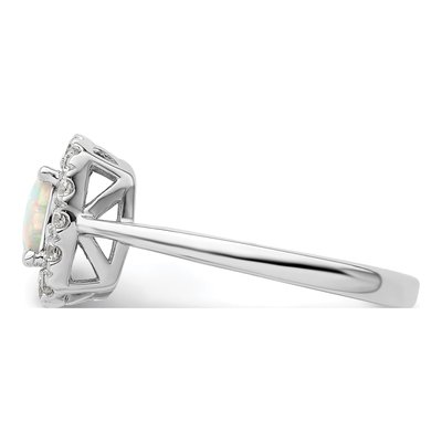 14K White Gold 1/4 ct tw Opal & Lab-Grown Diamond Halo Ring – view 3