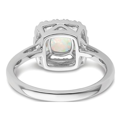 14K White Gold 1/4 ct tw Opal & Lab-Grown Diamond Halo Ring – view 5