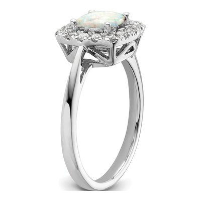 14K White Gold 1/4 ct tw Opal & Lab-Grown Diamond Halo Ring – view 6