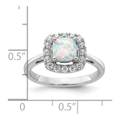 14K White Gold 1/4 ct tw Opal & Lab-Grown Diamond Halo Ring – view 7