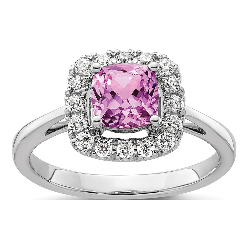 14K White Gold 1/4 ct tw Lab-Grown Diamond Halo Ring