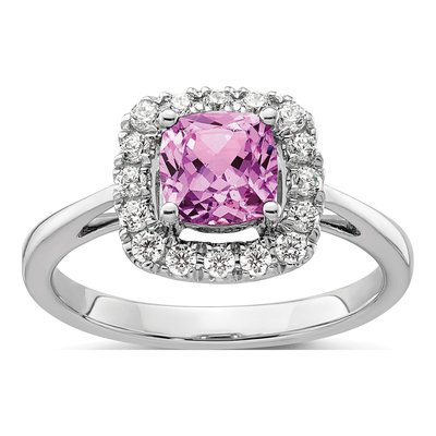14K White Gold 1/4 ct tw Lab-Grown Diamond Halo Ring