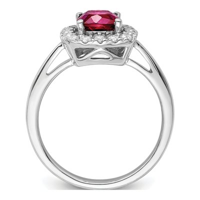 14k White Gold Ruby Halo Ring, July Birthstone – view 2