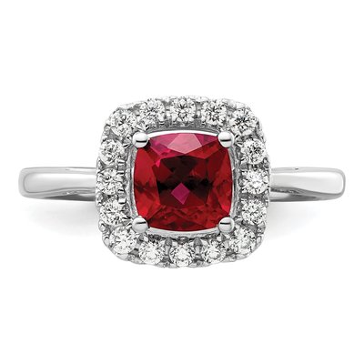 14k White Gold Ruby Halo Ring, July Birthstone – view 4
