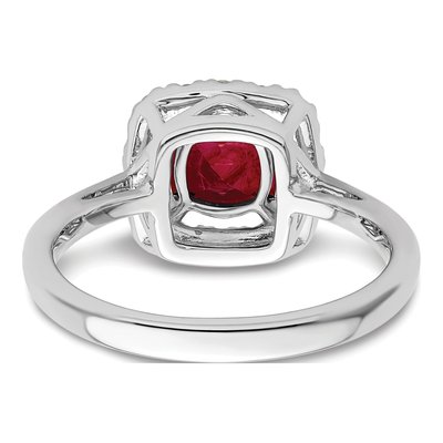 14k White Gold Ruby Halo Ring, July Birthstone – view 5