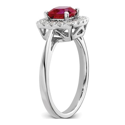 14k White Gold Ruby Halo Ring, July Birthstone – view 6