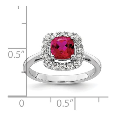 14k White Gold Ruby Halo Ring, July Birthstone – view 7