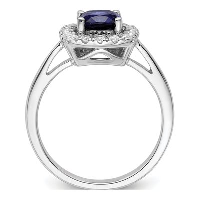 14K White Gold 1/4 ct tw Lab-Created Sapphire & Lab-Grown Diamond Birthstone Ring – view 2