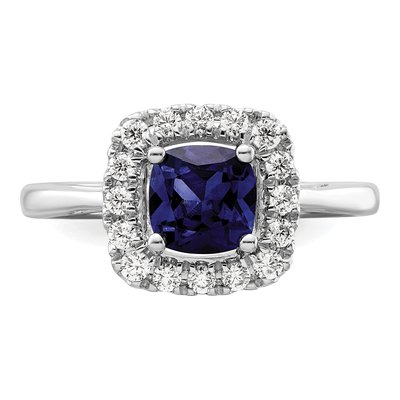 14K White Gold 1/4 ct tw Lab-Created Sapphire & Lab-Grown Diamond Birthstone Ring – view 4