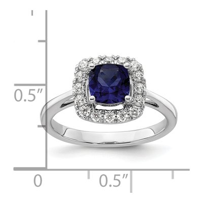 14K White Gold 1/4 ct tw Lab-Created Sapphire & Lab-Grown Diamond Birthstone Ring – view 7