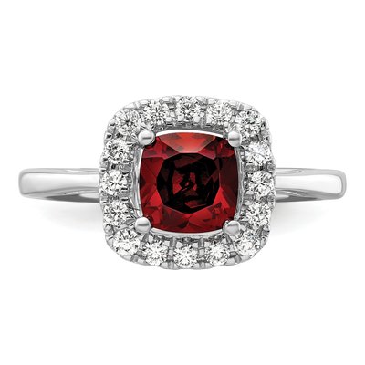 14K White Gold 1/4 ct tw Garnet & Lab-Grown Diamond Halo Ring – view 4