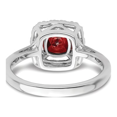 14K White Gold 1/4 ct tw Garnet & Lab-Grown Diamond Halo Ring – view 5