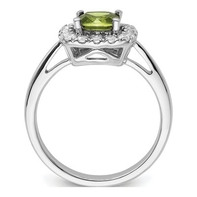 14K White Gold 1/4 ct tw Peridot & Lab-Grown Diamond Halo Ring – view 2