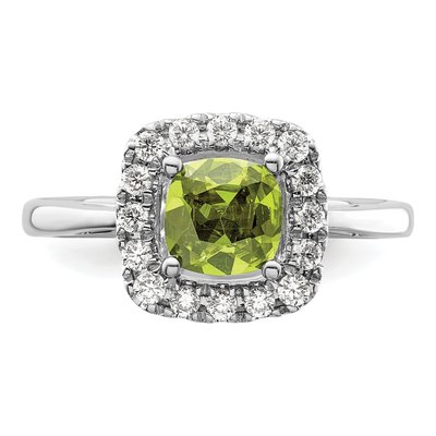 14K White Gold 1/4 ct tw Peridot & Lab-Grown Diamond Halo Ring – view 4