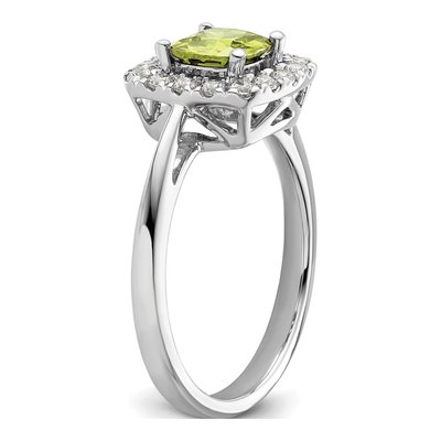 14K White Gold 1/4 ct tw Peridot & Lab-Grown Diamond Halo Ring – view 6