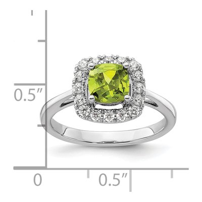14K White Gold 1/4 ct tw Peridot & Lab-Grown Diamond Halo Ring – view 7