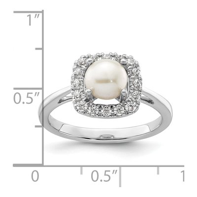 14K White Gold 1/4 ct tw Freshwater Cultured Pearl & Lab-Grown Diamond Halo Ring – view 7