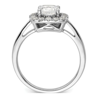 14K White Gold 1/4 ct tw Lab-Grown Diamond April Birthstone Halo Ring – view 2