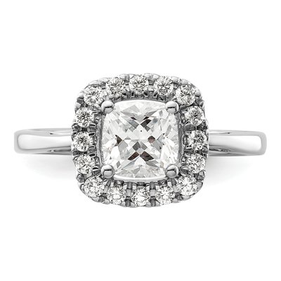 14K White Gold 1/4 ct tw Lab-Grown Diamond April Birthstone Halo Ring – view 4